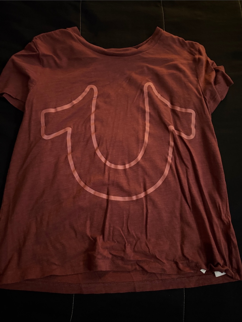 True Religion Women's Tee in Maroon with Subtle Logo